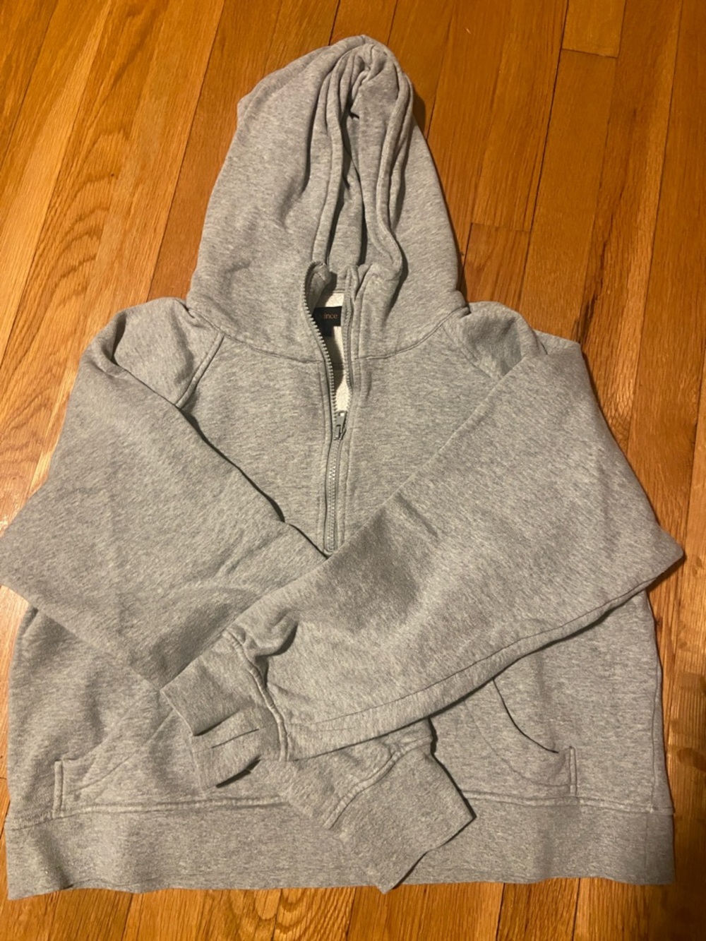 Quince Heather Gray Half-Zip Hooded Sweatshirt